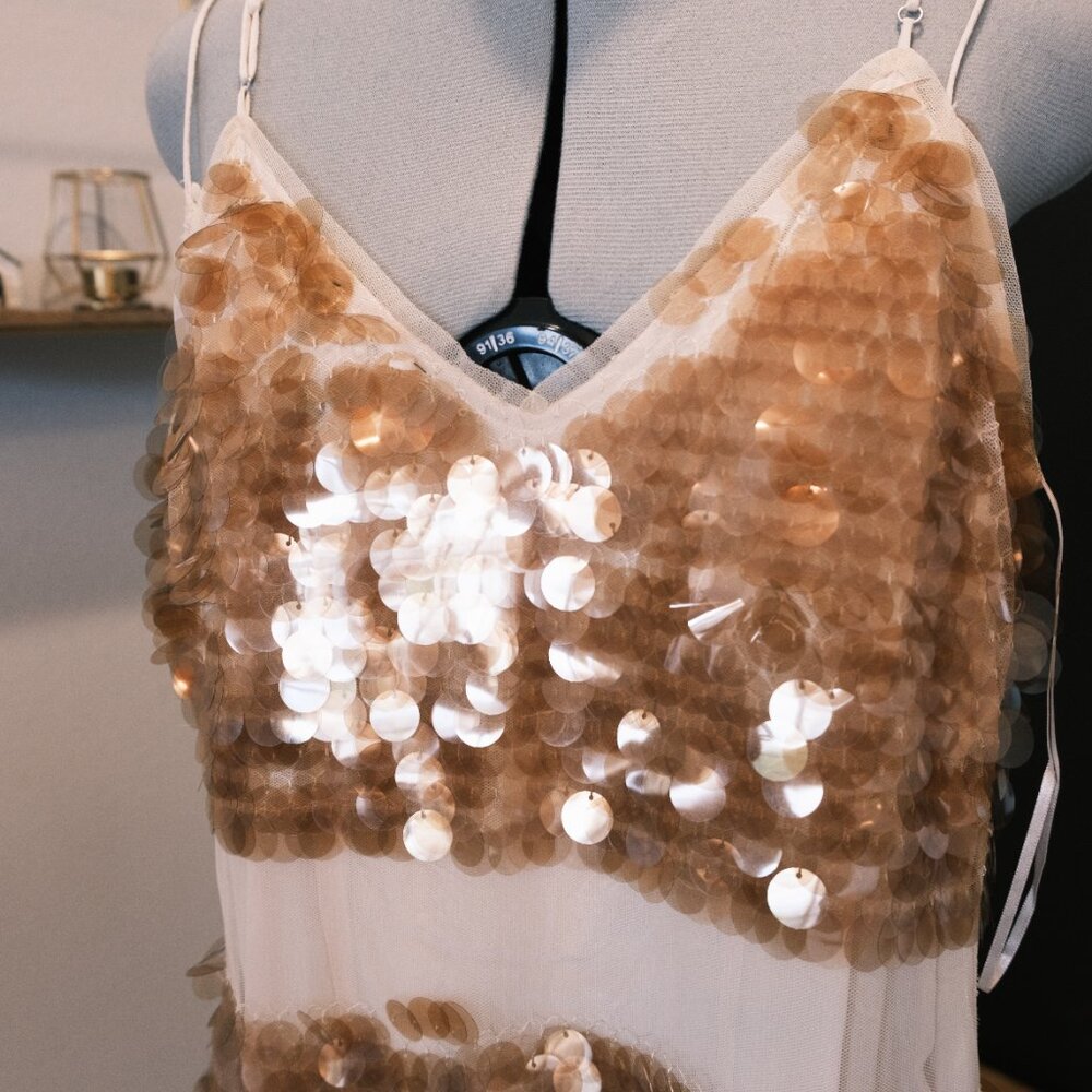 J. Crew Collection NWT Sequin Panel midi Evening Dress in Gold, 00 - Picture 5 of 6